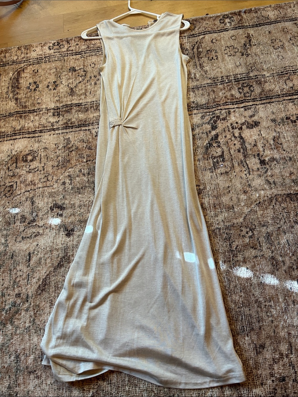 Mango Sleeveless Cream Knot-Detail Maxi Dress